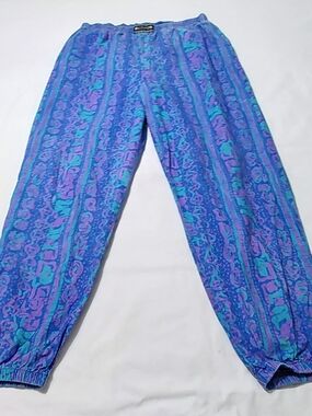 Gitano Purple & Teal Patterned Jogger Style Pants